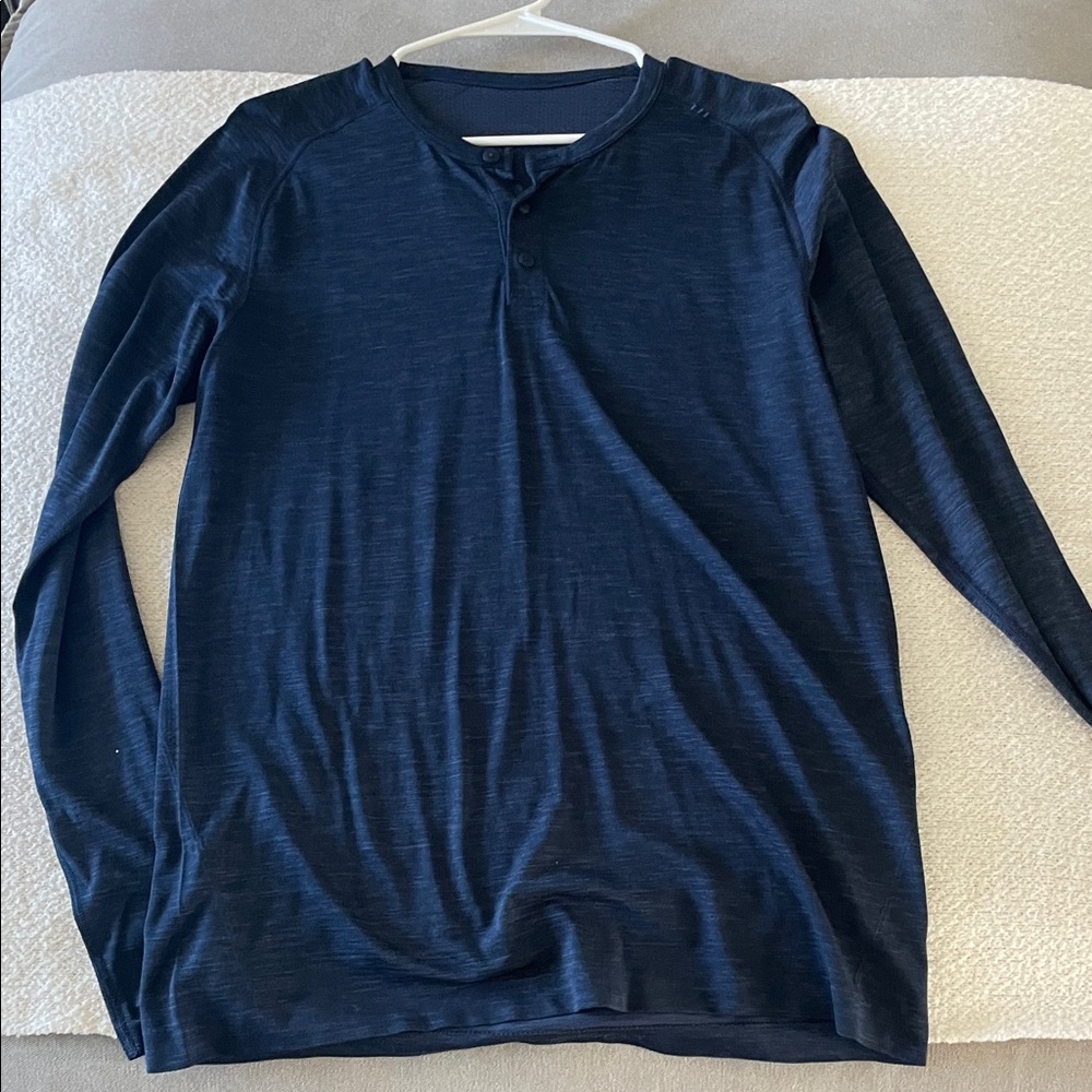 lululemon athletica Navy Blue Casual Button Down Shirt